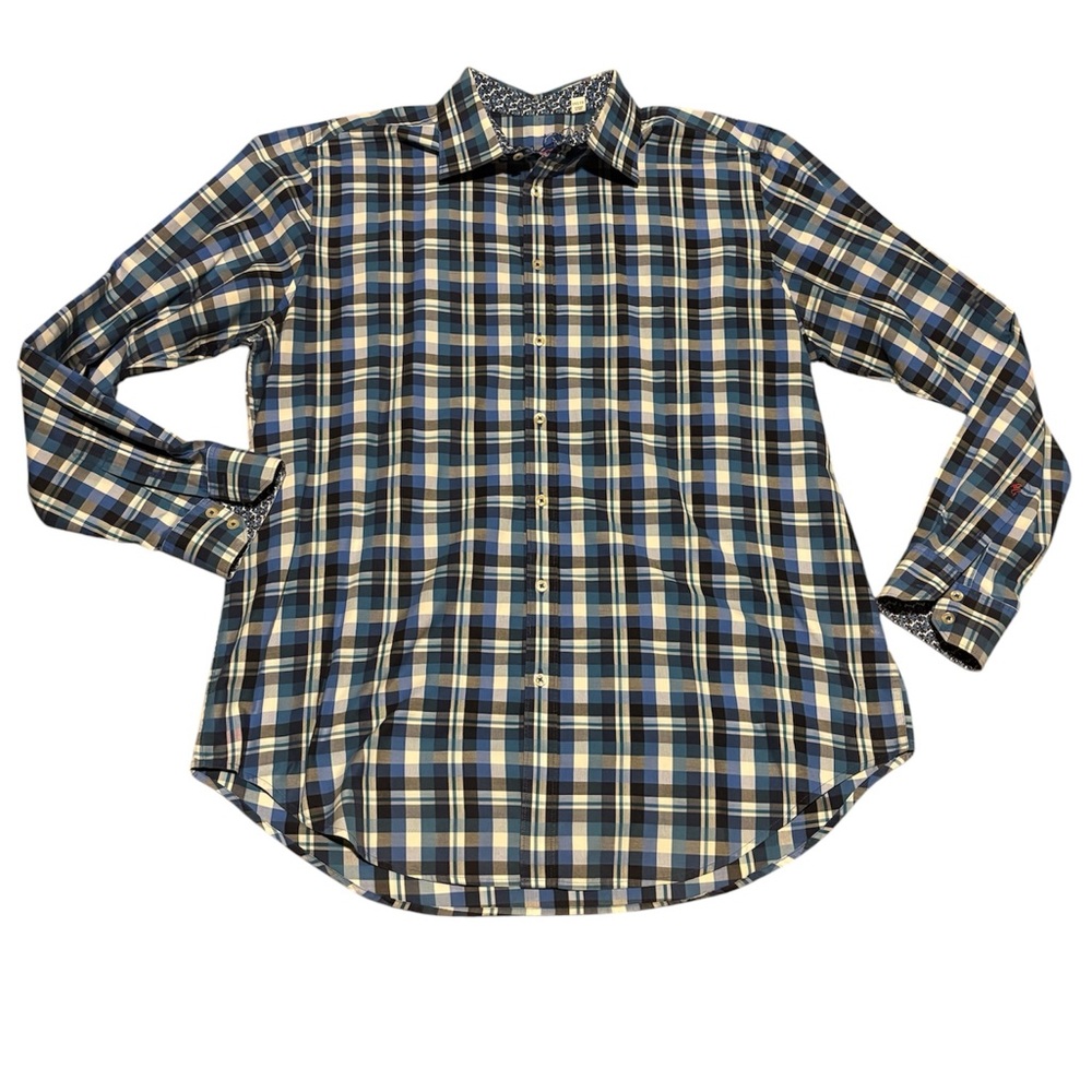 Robert Graham Mens XLT Long Sleeve Button Up Shirt Blue Plaid